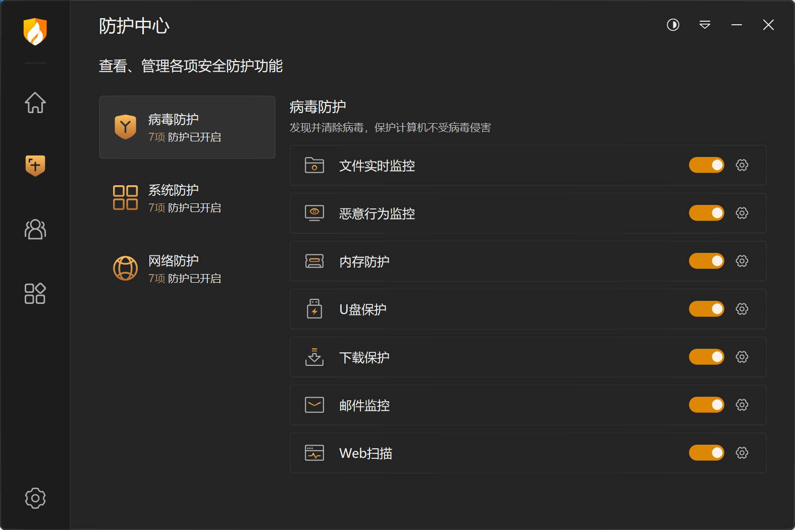 防护正常开启状态